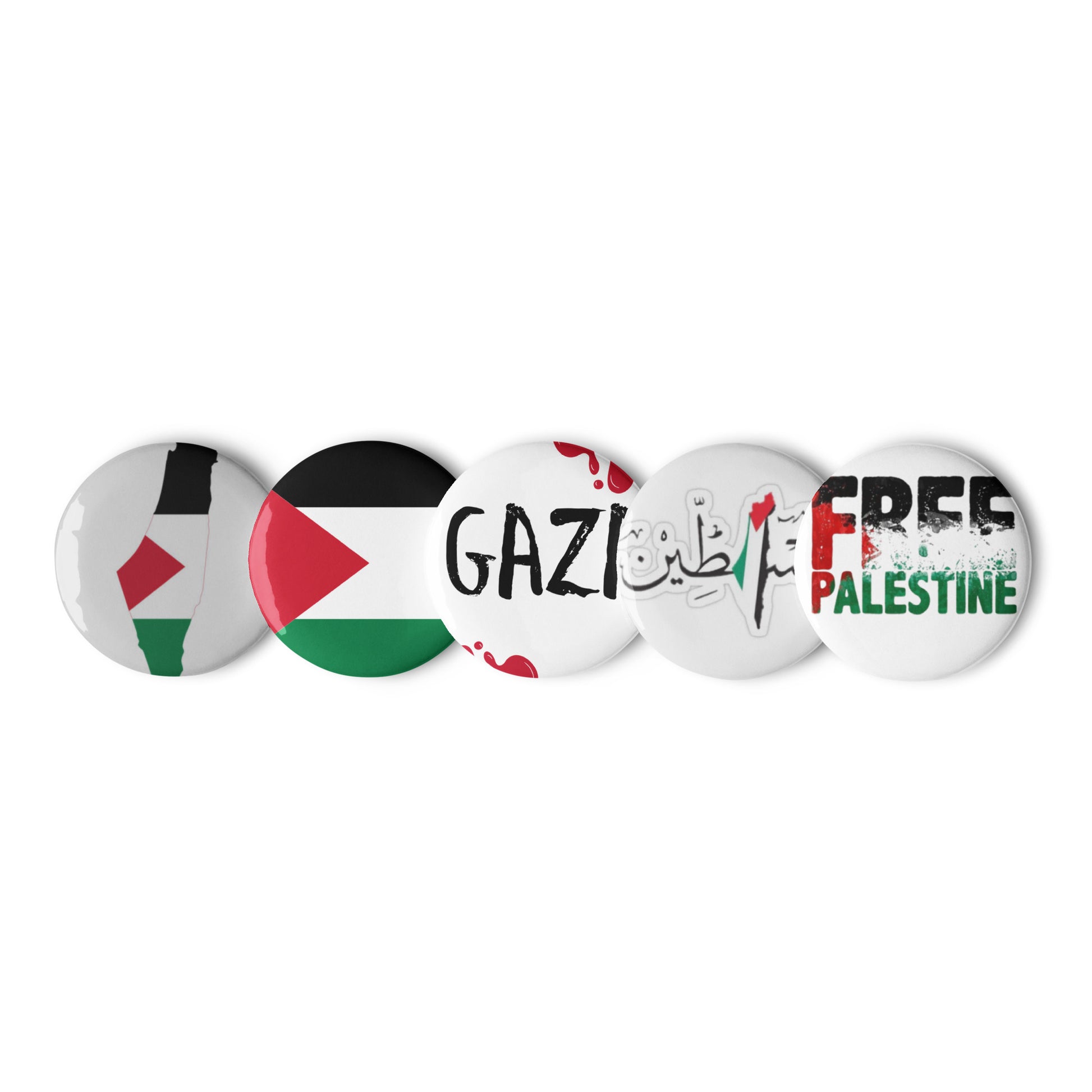 5 Set of pin buttons Palestine – Fierce Peak